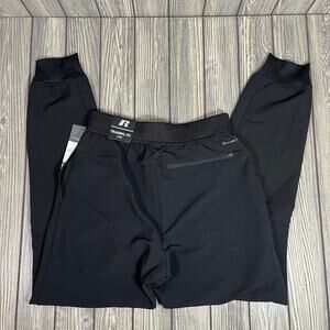 Russell Woven Jogger Athleisure Pants Slim Fit Women Sz S Black Drawstring